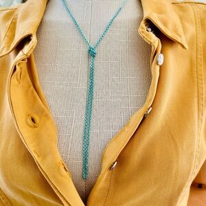 Retired Tiffany & Co. 30" Blue Enamel and Silver Sparkler Necklace Chain, 2.5mm